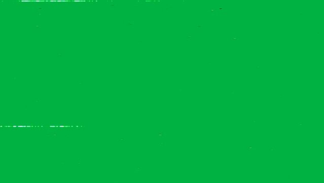 VHS Analog noise, artifacts, and glitches from an old tape on a Green Background.