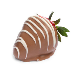Delicious strawberry covered with chocolate isolated on white