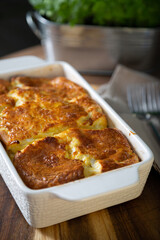 Airy baked omelette on the table
