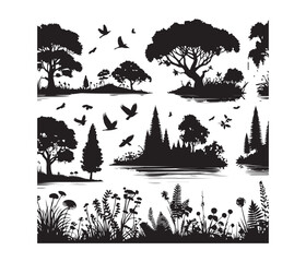 Obraz premium Nature vector art graphic resources silhouette vector style, white background