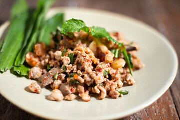 Spicy minced pork salad (Larb Moo)