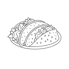 Hand drawn illustration of strawberry tacos coloring page for kids and adults (25)