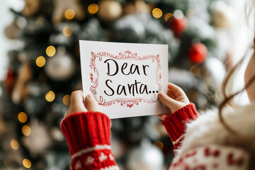 Letter to Santa, written by a little boy with a blue funny pencil