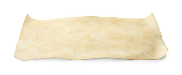 Sheet of old parchment paper isolated on white