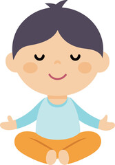 Cute Baby boy Meditating Yoga Cartoon Illustration Sport Isolated Flat