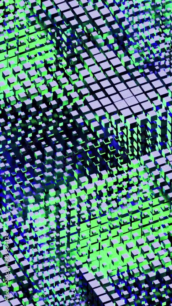 Poster abstract technological background with the visualization of artificial intelligence working process.