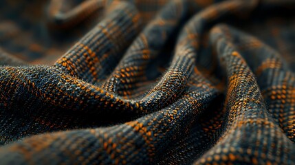 Fototapeta premium Closeup of Fabric Texture with Orange and Blue Hues