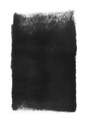 Black ink painting isolated on white, top view