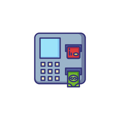 Cash machine line icon. ATM, cash withdrawal, payment. Bank concept. Vector illustration can be used for topics like business, money, finance