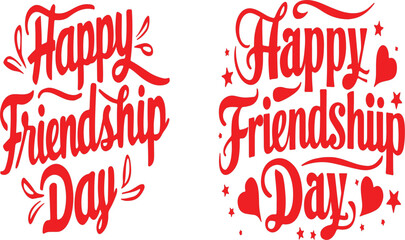 Text happy friendship day typography calligraphy silhouette vector style with white background 
