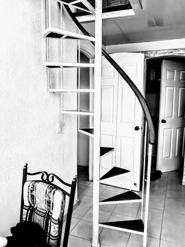 Black and White Spiral Stairway