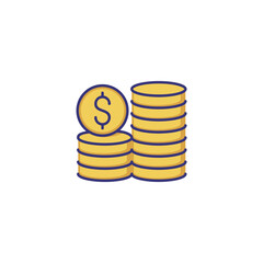 Coins line icon. Stack of coins with dollar symbol. Finance concept. Can be used for topics like business, investment, profit, financial growth