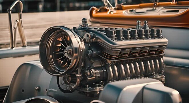 Engine of a modern ship.