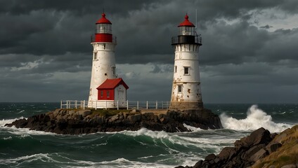 Obraz premium A lighthouse keeper's journal, recounting years of solitude and storms weathered by the sea ai_generated