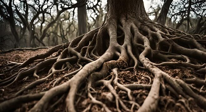 Roots of a tree in forest.
