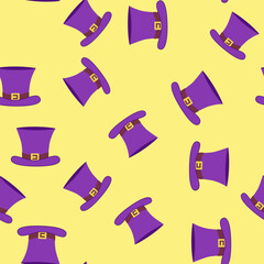 Alice in Wonderland seamless pattern magic purple portal hat