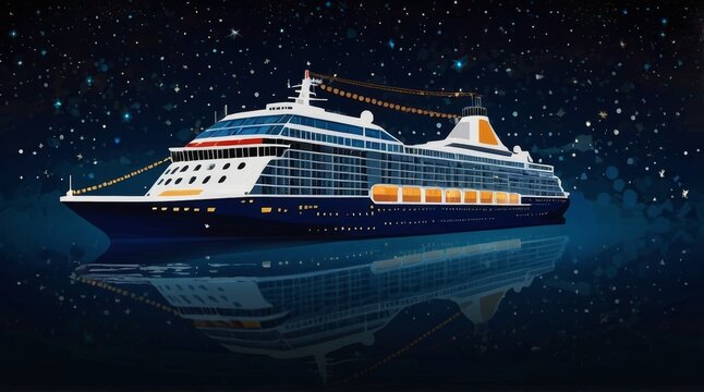 Ship Abstract vector luxury ruise liner ship on dark