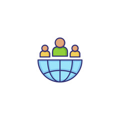International community line icon. Globe, hemisphere, people, team. Global networking concept. Can be used for topics like multinational corporation, teamwork, communication
