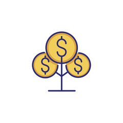 Investment line icon. Money, tree, dollar symbol. Finance concept. Can be used for topics like business, finance management, profit, income