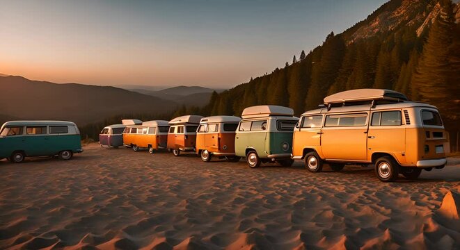 Hippie party with camper vans.
