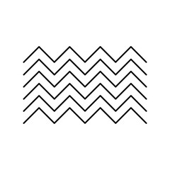 Zig-zag, curved line, wave, mountain. Sign, symbol, black and white vector illustration.