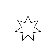 Star with seven corners. Sign, symbol, black and white vector illustration.