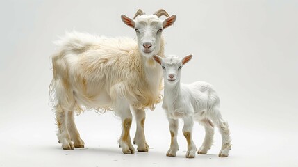 Obraz premium goat and baby goat isolated on white