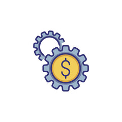 Money processes line icon. Dollar sign inside gear. Finance management concept. Can be used for topics like investment, business, banking, trade, exchange