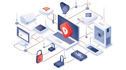 Fototapeta premium Cybersecurity Network Protection Concept