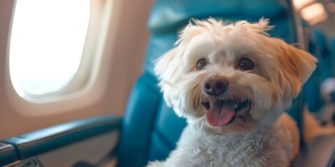 Comfortable Pet Transportation Pets Flying in Cabin for Relocation. Concept Pet Relocation, In-Cabin Travel, Comfortable Transport, Flying with Pets, Pet Transportation