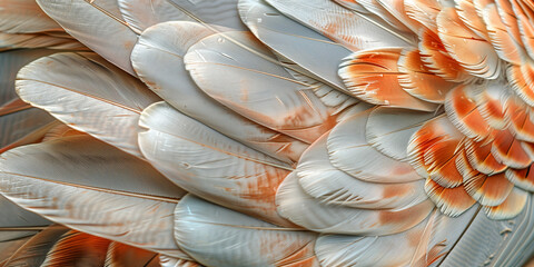 Colorful Feathers with Orange & Grey Patterns