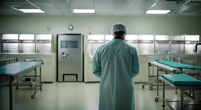 Forensic doctor in the morgue.