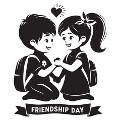 Group of friends enjoying friendship day silhouette vector illustration isolated on a white background
