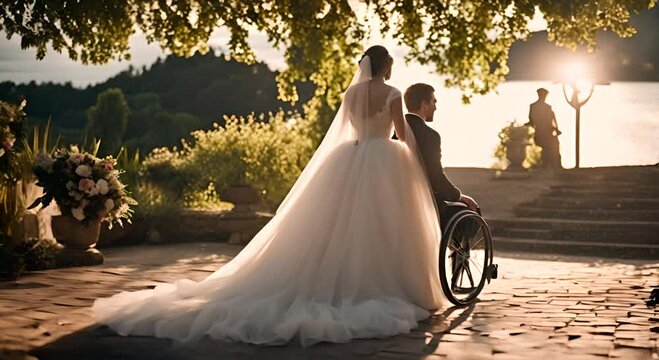 Person in a wheelchair at a wedding.