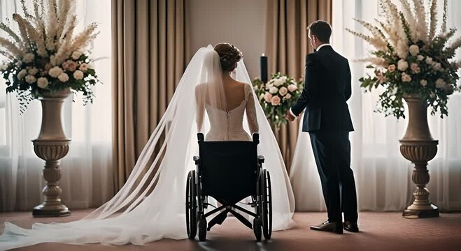 Person in a wheelchair at a wedding.