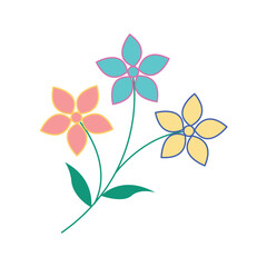 Colorful Flower drawing, print and embroidery flowers artwork. 