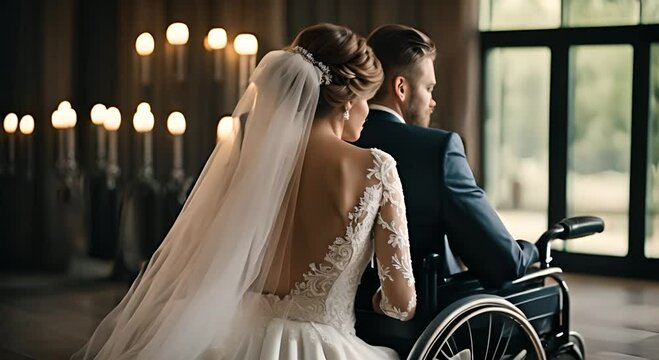 Person in a wheelchair at a wedding.