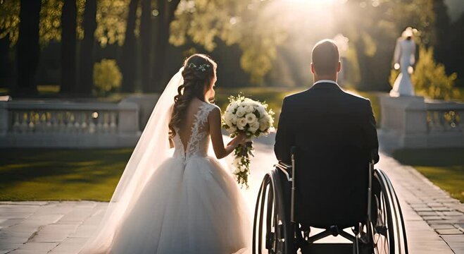 Person in a wheelchair at a wedding.