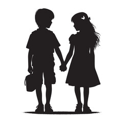 Group of friends enjoying friendship day silhouette vector illustration isolated on a white background