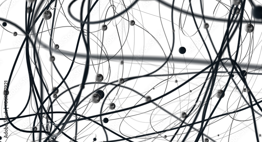 Aufkleber Abstract polygonal space with connecting dots and lines. Dark background. Connection structure. 3d Widescreen
