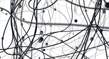 Abstract polygonal space with connecting dots and lines. Dark background. Connection structure. 3d Widescreen