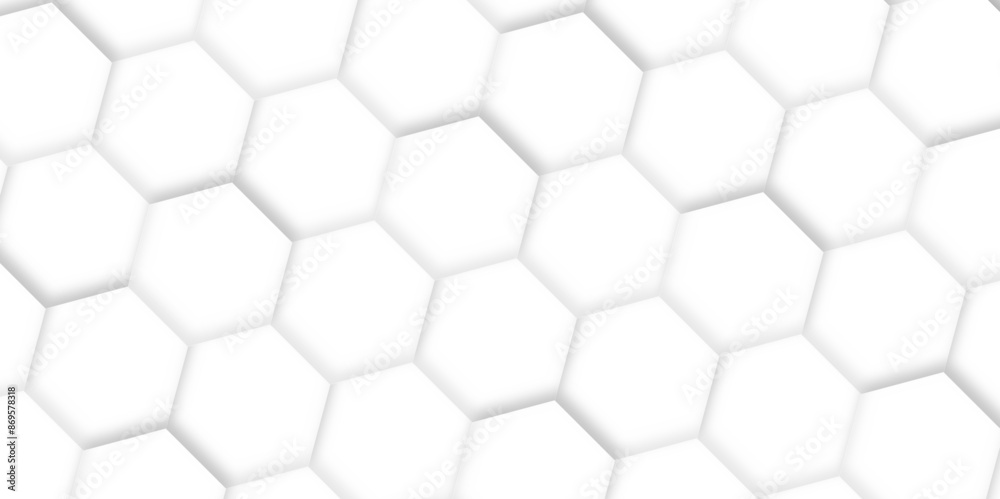 Poster 3d hexagonal structure futuristic white background and embossed hexagon abstract with hexagon backgr