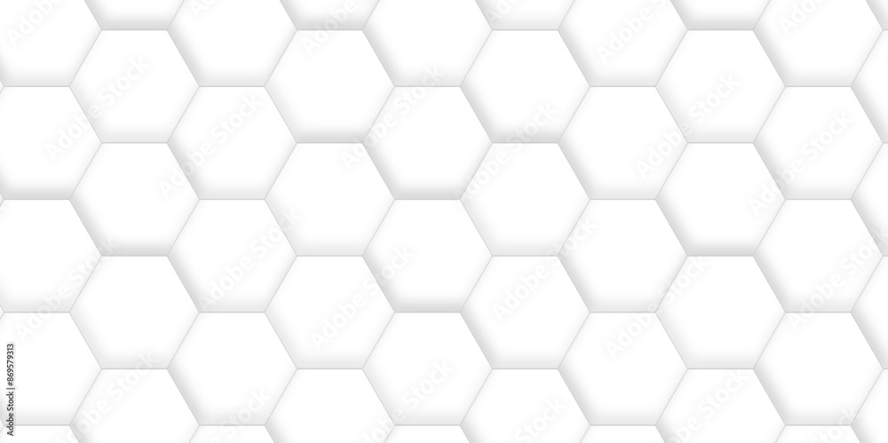 Poster 3d hexagonal structure futuristic white background and embossed hexagon abstract with hexagon backgr