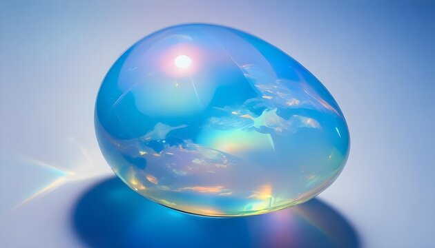 Close up isolated blue opal with copy space background