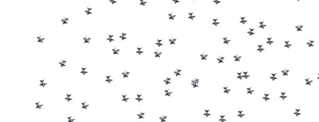 Banner with golden decoration. Festive border with falling glitter dust and stars.