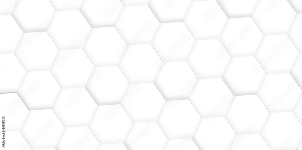 Poster 3d hexagonal structure futuristic white background and embossed hexagon abstract with hexagon backgr