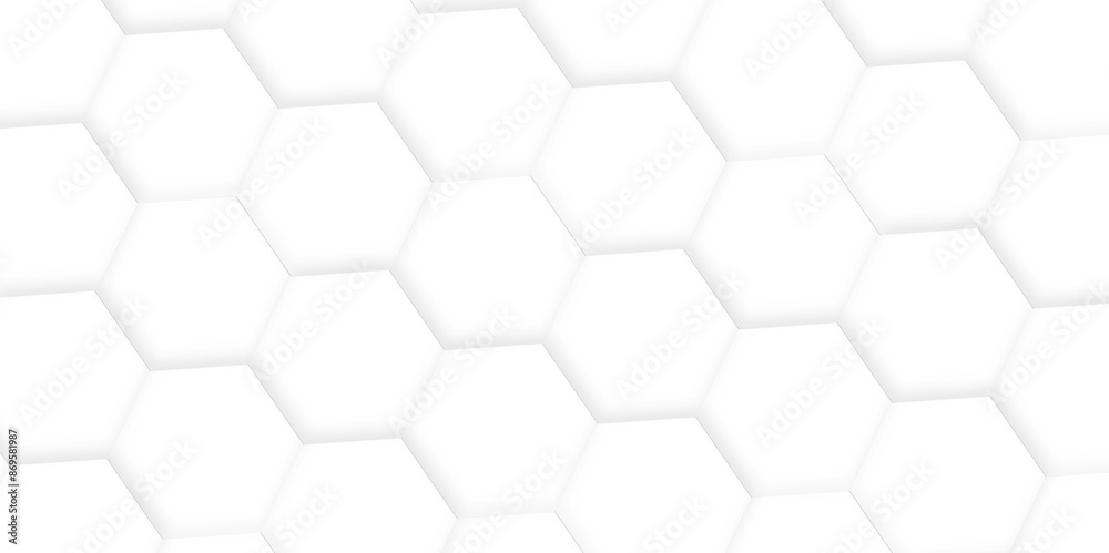 Poster 3d hexagonal structure futuristic white background and embossed hexagon abstract with hexagon backgr
