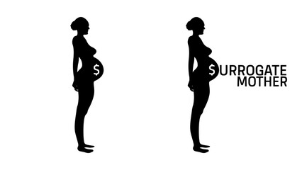 surrogate mother, black isolated silhouette
