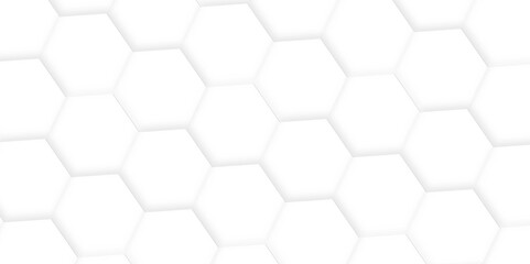 Naklejka premium 3d hexagonal structure futuristic white background and embossed hexagon abstract with hexagon background. honeycomb hexagonal background. Hexagon shape, white, shiny black. hexagon pattern shape.