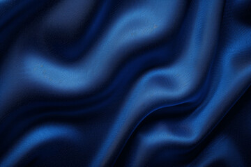 Obraz premium Elegant Dark Blue Silk Satin Background with Soft Wavy Folds and Copy Space for Design